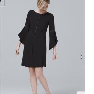 NEW WITH TAGS: White House Black Market Bell-Sleeve Shift Dress Black Size 8